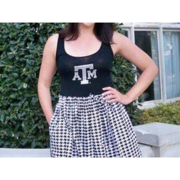 NEW GAMEDAY COUTURE texas a&m university logo houndstooth tank dress in black - Picture 1 of 2